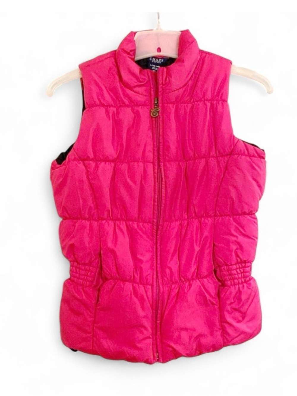 Chaps Ralph Lauren Girls Pink Vest Size L 12/14 2 Pocket Elastic Back Polyester